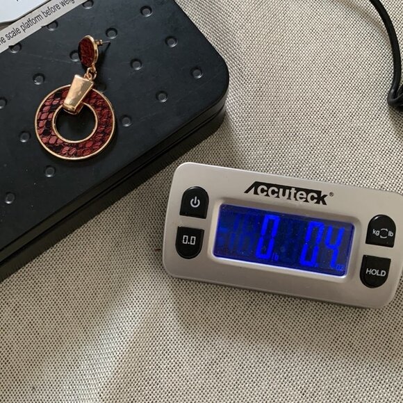 Gold-Tone PU Leather Circle Drop Earring - Picture 7 of 7